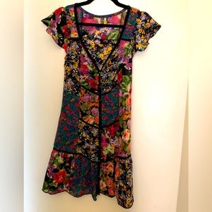 Free People Snap Button Patchwork Floral Dress | M